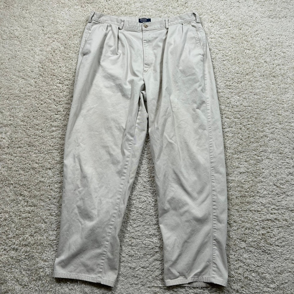 Vintage Polo Ralph Lauren Andrew Pleated Chino Fits 36X30 Tan Made in USA Pants